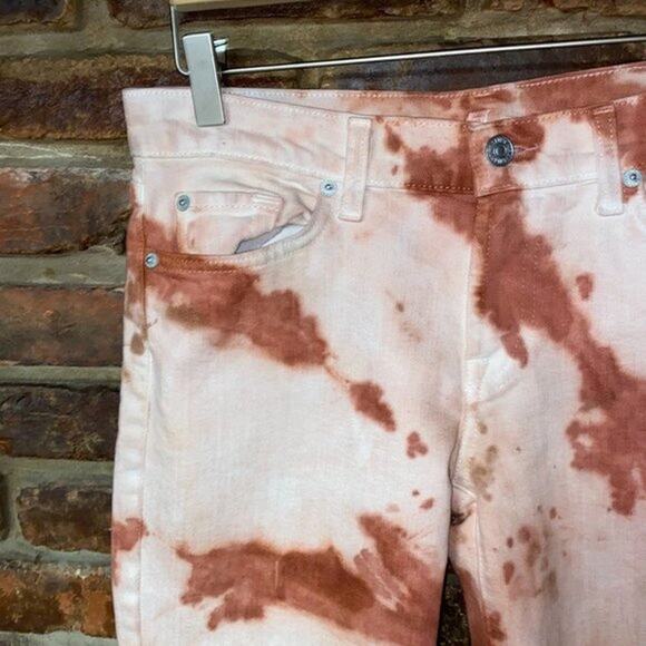 7 For All Mankind Brown Custom Tie Dye Skinny Jeans Women's Size 30 - Picture 2 of 11